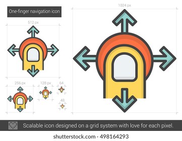 One-finger navigation vector line icon isolated on white background. One-finger navigation line icon for infographic, website or app. Scalable icon designed on a grid system.