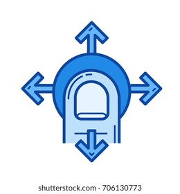 One-finger navigation vector line icon isolated on white background. One-finger navigation line icon for infographic, website or app. Blue icon designed on a grid system.