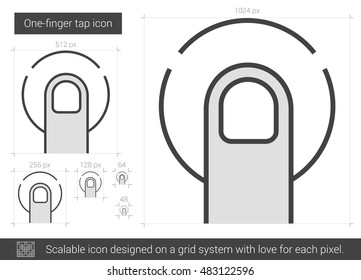 One-finger tap vector line icon isolated on white background. One-finger tap line icon for infographic, website or app. Scalable icon designed on a grid system.