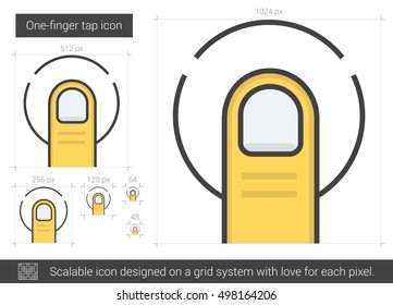 One-finger tap vector line icon isolated on white background. One-finger tap line icon for infographic, website or app. Scalable icon designed on a grid system.