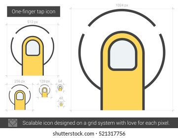 One-finger tap vector line icon isolated on white background. One-finger tap line icon for infographic, website or app. Scalable icon designed on a grid system.