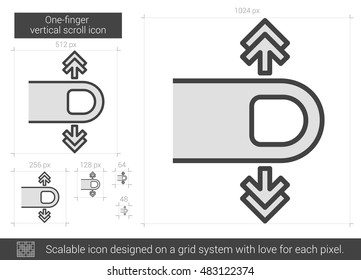 One-finger vertical scroll vector line icon isolated on white background. One-finger vertical scroll line icon for infographic, website or app. Scalable icon designed on a grid system.