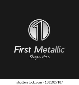 One/First Number Metallic Circle Creative Modern Logo