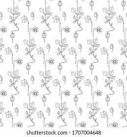 Patrón monocromo sin fisuras de una flor de color winterverde. Diseño artístico elemento tinta material dibujado a mano ilustración vectorial para web, para impresión, para impresión de tela 