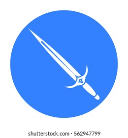 One-handed sword icon black. Single weapon icon from the big ammunition, arms set.
