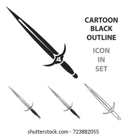 One-handed sword icon cartoon. Single weapon icon from the big ammunition, arms set.