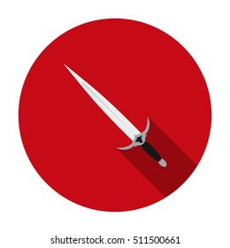 One-handed sword icon in flat style isolated on white background. Weapon symbol stock vector illustration.