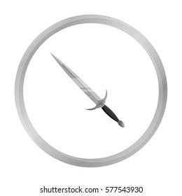 One-handed sword icon monochrome. Single weapon icon from the big ammunition, arms set.
