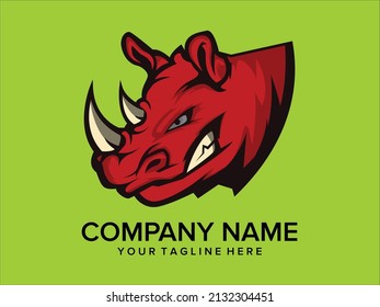 one-horned rhino head illustration logo 