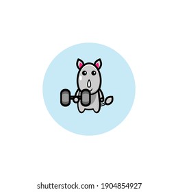 One-horned rhino vector design lifting a barbell