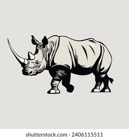 One-horned Rhinoceros Vector Illustration Cool