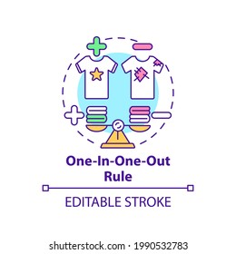 One-in-one-out rule concept icon. One thing replacing another idea thin line illustration. Box for items. Donate and give away. Vector isolated outline RGB color drawing. Editable stroke