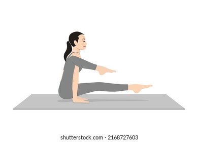 One-Legged Insect Pose, Elephant Trunk Pose, Leg Over Shoulder Pose, Eka Pada Bhujapidasana. Beautiful girl practice Eka Hasta Bhujasana. Young attractive woman practicing yoga exercise. working out