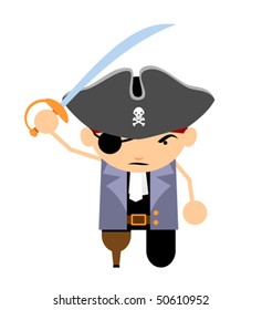 One-legged and one-eyed pirate with saber