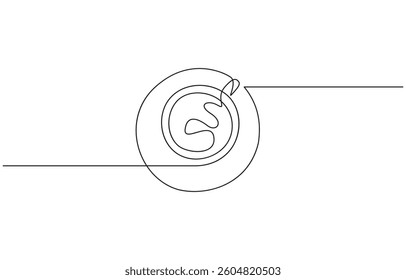 A one-line art illustration of a hot drink, showcasing a continuous line drawing of a coffee cup, Drink single art outline mug logo food. Doodle cup line abstract background breakfast.