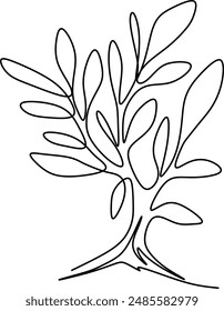 One-line art: an illustration of trees isolated on white