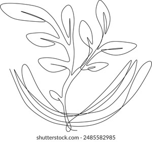 One-line art: an illustration of trees isolated on white