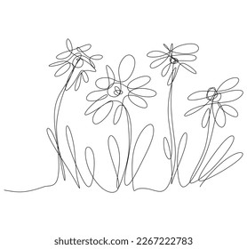 One-line art. One continues line art. background with a flower