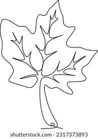 One-line art. one continuous line art. a leaf illustration isolated on white