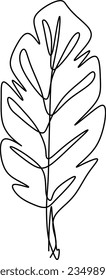 One-line art. one continuous line art. a leaf illustration isolated on white