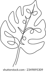 One-line art. one continuous line art. a leaf illustration isolated on white