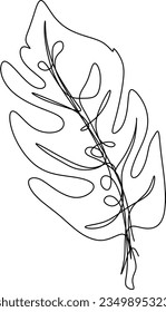 One-line art. one continuous line art. a leaf illustration isolated on white