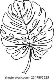 Arte de una sola línea. una línea de arte continua. una ilustración de hoja aislada en blanco