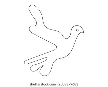 One-line art pigeon-bird logo vector icon illustration design