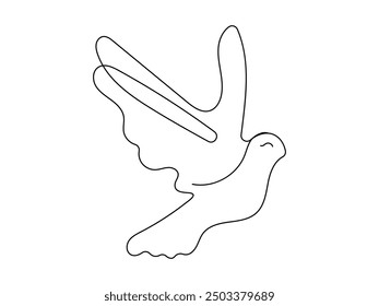 One-line art pigeon-bird logo vector icon illustration design