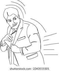 A One-Line Cartoon of an Office Employee Stealing Documents, Single-Line Sketch Illustration of Employee Theft
