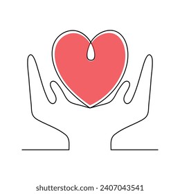 One-line continuous heart-shape vector illustration and love-shape drawing outline style art