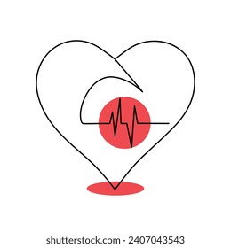 One-line continuous heart-shape vector illustration and love-shape drawing outline style art