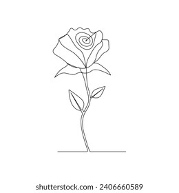 Dibujo de flor rosa continua de una línea y ilustración de arte vectorial de un contorno de un solo estilo