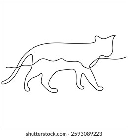 Oneline cute cat continuous single line art vector illustration