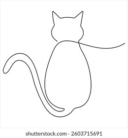 Oneline cute cat continuous single line drawing vector illustration