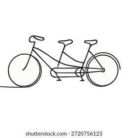 A one-line drawing of a bicycle built for two (tandem bicycle).