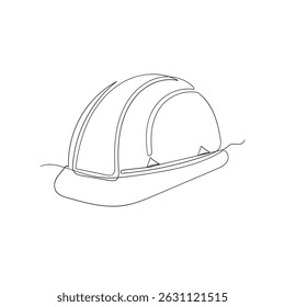one-line isolated vector object hard hat one line drawing of isolated hard hat Continuous one line drawing safety helmet for safety work. Road and building construction concept