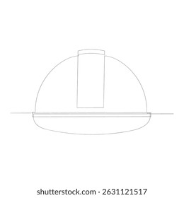 one-line isolated vector object hard hat one line drawing of isolated hard hat Continuous one line drawing safety helmet for safety work. Road and building construction concept