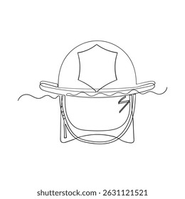 one-line isolated vector object hard hat one line drawing of isolated hard hat Continuous one line drawing safety helmet for safety work. Road and building construction concept