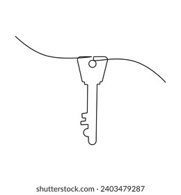 One-line key continuous vector drawing and outline single-style art illustration