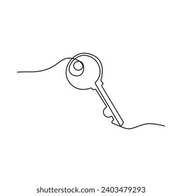 One-line key continuous vector drawing and outline single-style art illustration