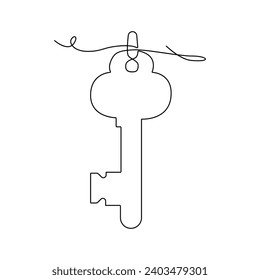 One-line key continuous vector drawing and outline single-style art illustration