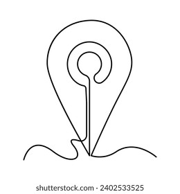 One-line location pointers drawing and continuous single-outlines location, pin gps navigation pointers vector art illustration.