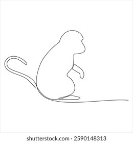 Oneline monkey animal wildlife fauna continuous single line art design vector illustration