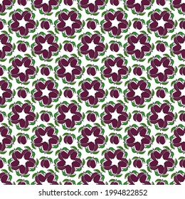 Oneline purple plums seamless pattern.Vector hand drawn illustration.Healthy food background in trendy style.For modern decor of fabric,textile,bunner,poster,wallpaper and other creative designs.