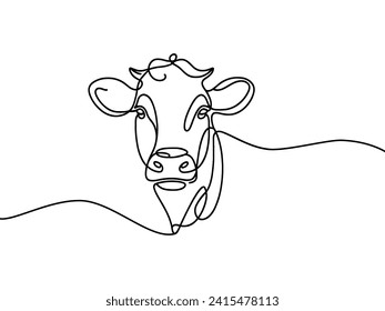 one-line vector illustration of a cow on a white background