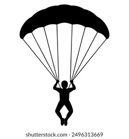 one-man Skydiver in sky silhouette vector illustration