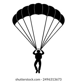 one-man Skydiver in sky silhouette vector illustration