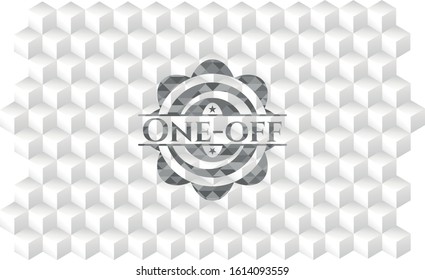 One-off grey emblem with geometric cube white background