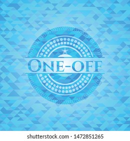 One-off realistic light blue emblem. Mosaic background